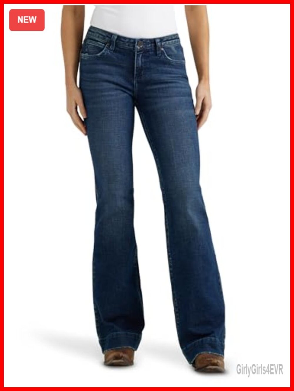 Wrangler Retro Mae Mid Rise Wide Leg Trouser Jeans Stretch Five Pocket